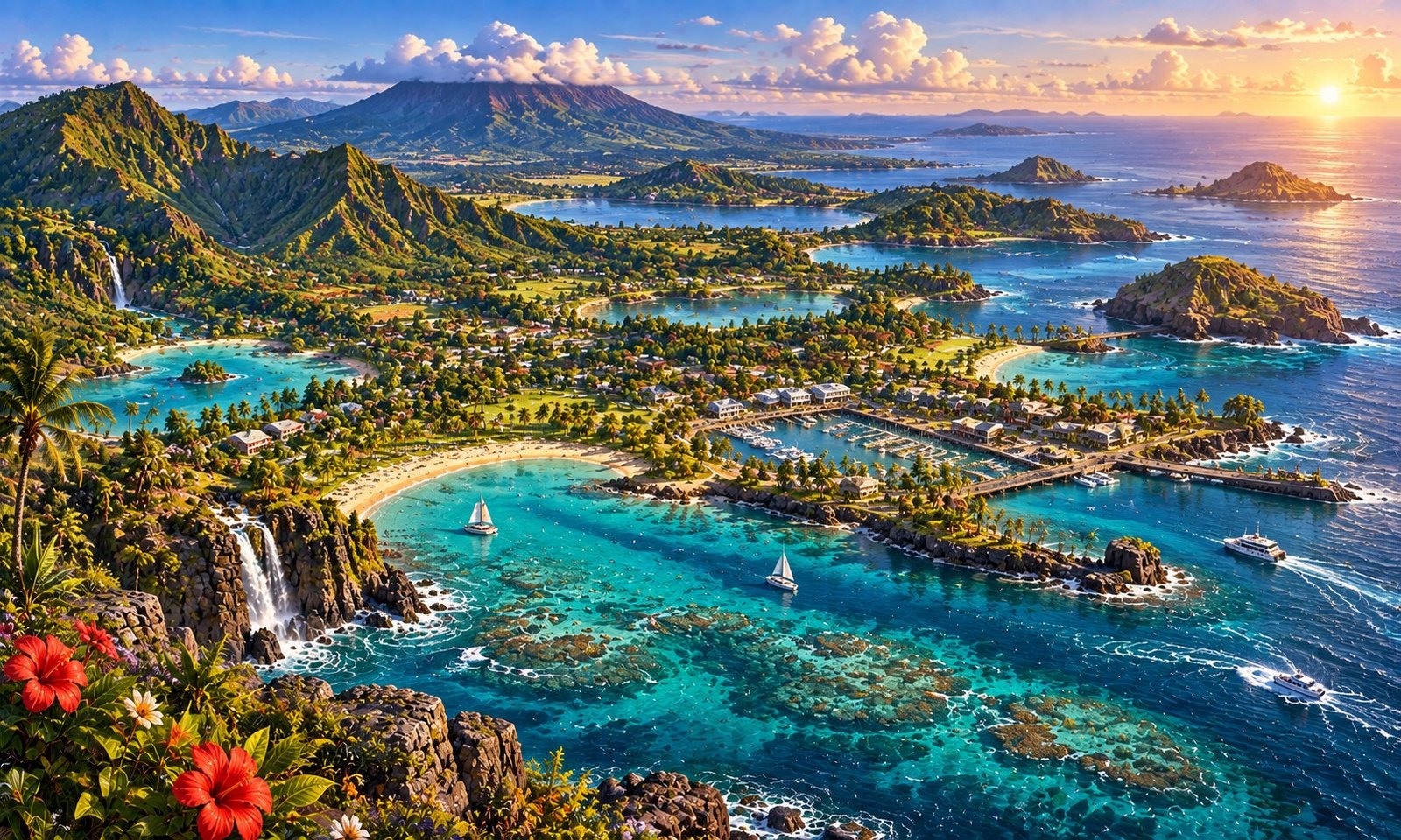 Conceptual landscape of Hawaii, with landmarks for discovery.