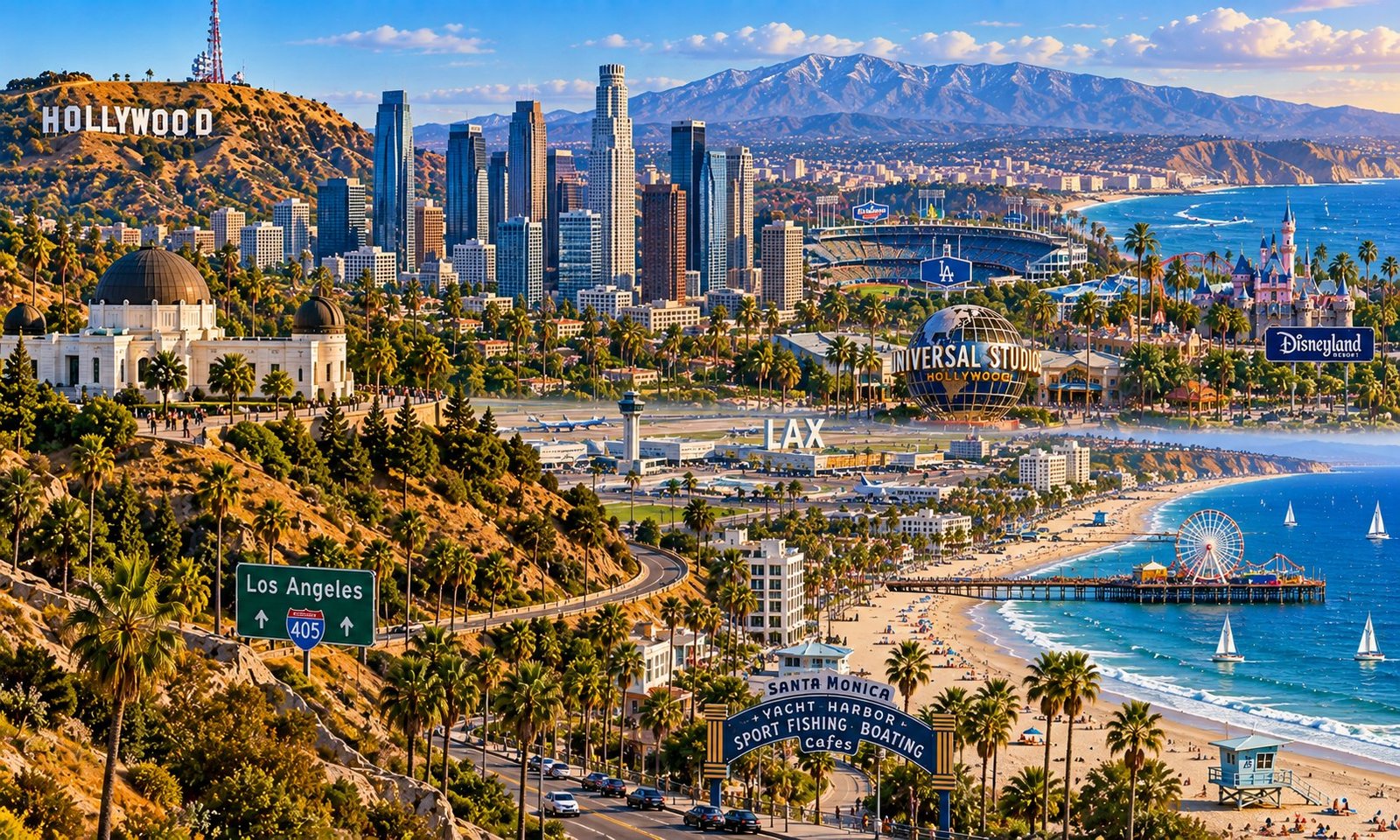 Conceptual landscape of Southern California, with landmarks for discovery.