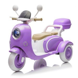12V Two Motors Kids Ride On Level Up Two-seater Electric Motorcycle,Three-wheel Toy W Music,Bluetooth,USB,Backseat Flip Seat,Portable Storage Hooks&Oversized Trunk,LED Headlight For Kids 3-6.