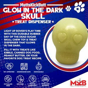 MKB Glow in the Dark Sugar Skull Chew Toy & Treat Dispenser