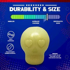 MKB Glow in the Dark Sugar Skull Chew Toy & Treat Dispenser