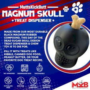 Magnum Sugar Skull Dog Chew Toy & Treat Dispenser