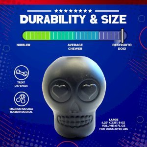 Magnum Sugar Skull Dog Chew Toy & Treat Dispenser