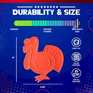 MKB Turkey  Ultra Durable Nylon Dog Chew Toy for Aggressive Chewers