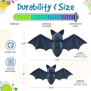 SodaPup Vampire Bat Ultra Durable Nylon Dog Chew Toy for Aggressive Chewers