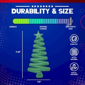 Christmas Tree Nylon Dog Chew Toy for Aggressive Chewers  & FDA Compliant