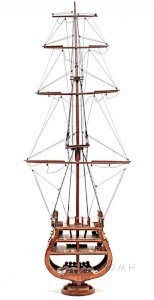 U.S.S. Constitution Cross-Section Model on Wooden Base