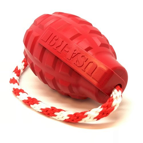 USA-K9 Grenade Shaped Durable Rubber Chew Toy, Treat Dispenser, Reward Toy