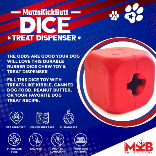 MKB Dice Toy Durable Rubber Chew Toy & Treat Dispenser