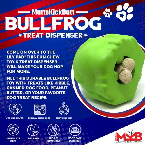 Bull Frog Dog Chew Toy & Treat Dispenser