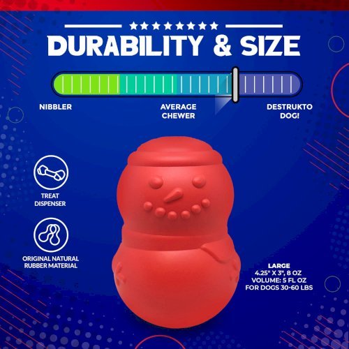 Snowman Dog Toy - Durable Winter Chew Toy for Large Dogs