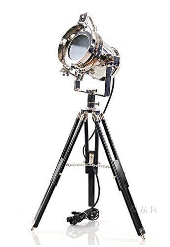 Nautical-Styled Wooden and Aluminum Floor Lamp