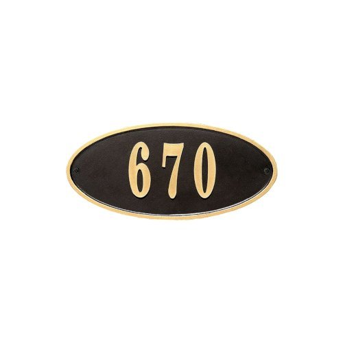 Claremont Oval Cast Aluminum With Gold Border Address Plaque