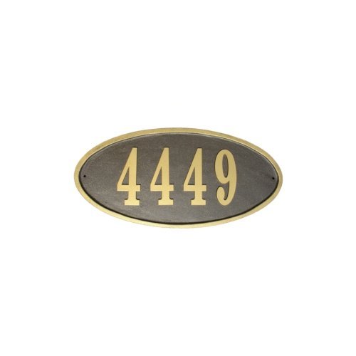 Claremont Oval Cast Aluminum With Gold Border Address Plaque