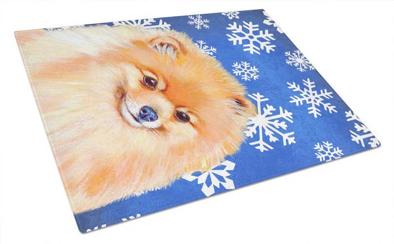 Christmas Design Dog Print Glass Cutting Board Large