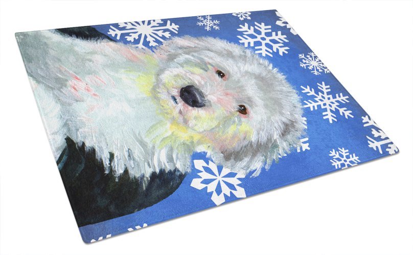 Christmas Design Dog Print Glass Cutting Board Large