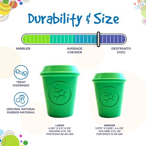 Coffee Cup Durable Rubber Chew Toy and Treat Dispenser
