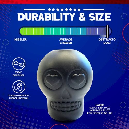 Magnum Sugar Skull Dog Chew Toy & Treat Dispenser