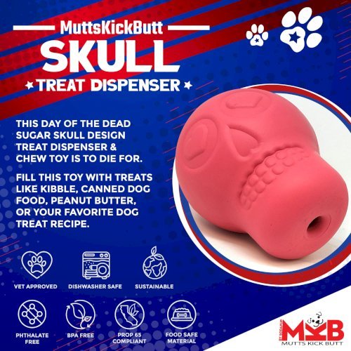 Sugar Skull Dog Chew Toy & Treat Dispenser