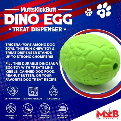 Dinosaur Egg Dog Chew Toy & Treat Dispenser