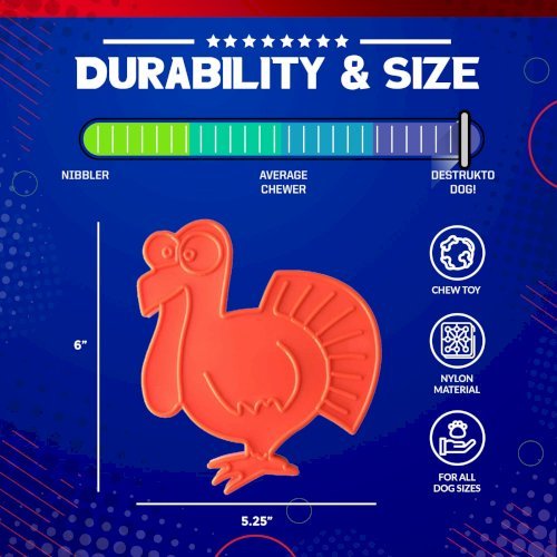 MKB Turkey  Ultra Durable Nylon Dog Chew Toy for Aggressive Chewers