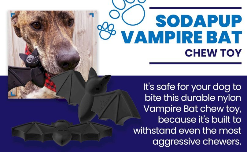 SodaPup Vampire Bat Ultra Durable Nylon Dog Chew Toy for Aggressive Chewers