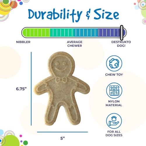 Gingerbread Man Nylon Dog Chew Toy for Aggressive Chewers