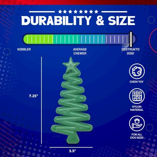Christmas Tree Nylon Dog Chew Toy for Aggressive Chewers  & FDA Compliant