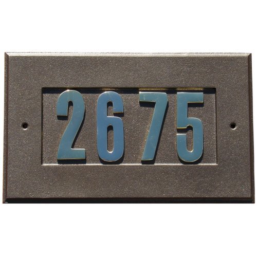 Manchester Address Plate with 3" Gold Brass Numbers  (Numbers Included)