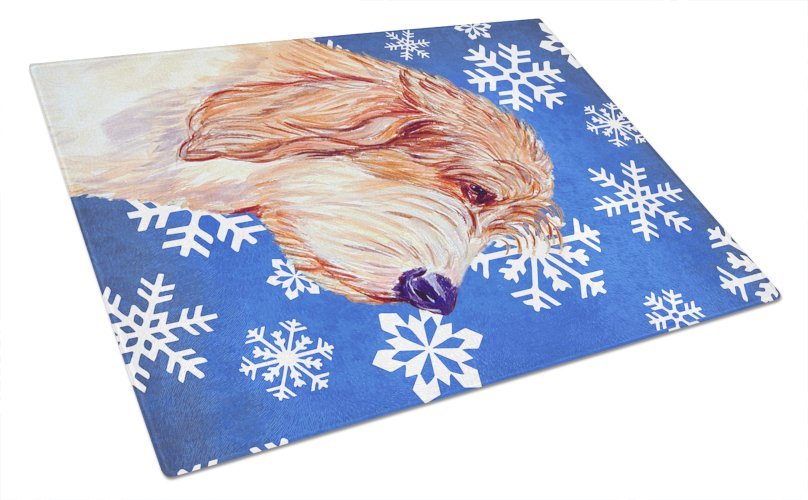 Christmas Design Dog Print Glass Cutting Board Large